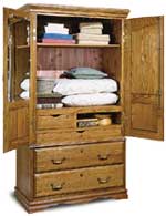 Armoire transforms into a linen cabinet