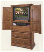 The Entertainment Chest can accommodate most 21" TVs